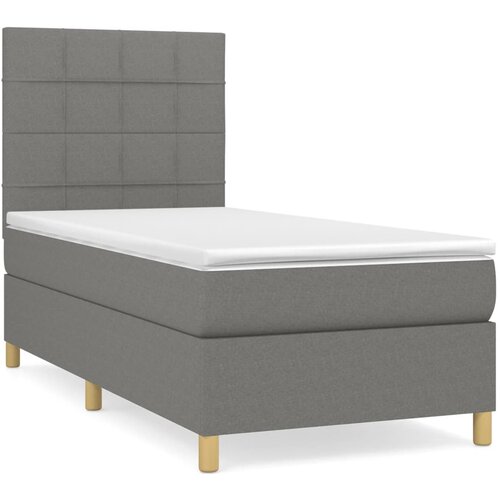 VidaXL Box spring postelja z vzmetnico temno siva 90x190 cm blago, (20791402) Slike