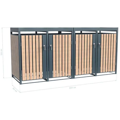  Westman - Spremi&amp;scaron;te za 4 kante za smeće s krovom za biljke Planta | 4x240L | 84x264x124 cm - BRANDED IN GERMANY Slike