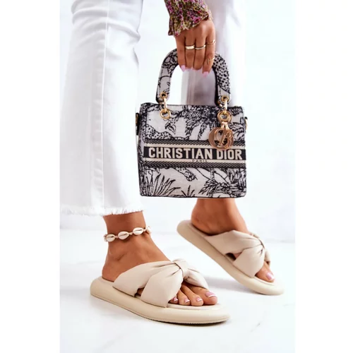 Kesi Women's Fashionable Leather Slippers Beige Savirra