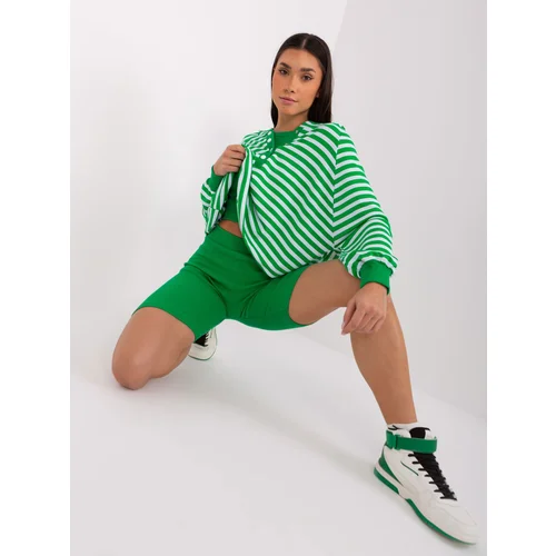 Fashion Hunters Green and white women's casual set with cycling shoes