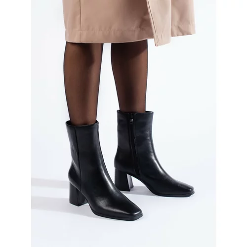 SHELOVET Black women's ankle boots with a square toe