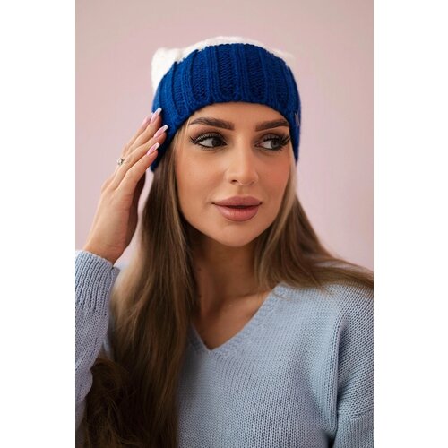 Kesi Cap with fleece Paris K212 ecru+mauve-blue Slike
