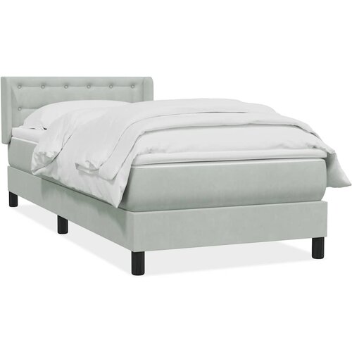 Maison Chic Box spring postelja - Vzmetna postelja z vzmetnico svetlo siva 80x220 cm žamet SL18979, (21893924) Slike