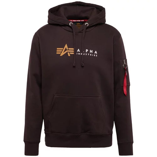 Alpha Industries Majica rjava / pastelno oranžna / rdeča / bela