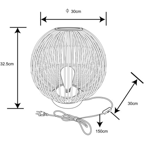 Globo 15368T - Stona lampa HILDEGARD 1xE27/60W 230V bambus Cene