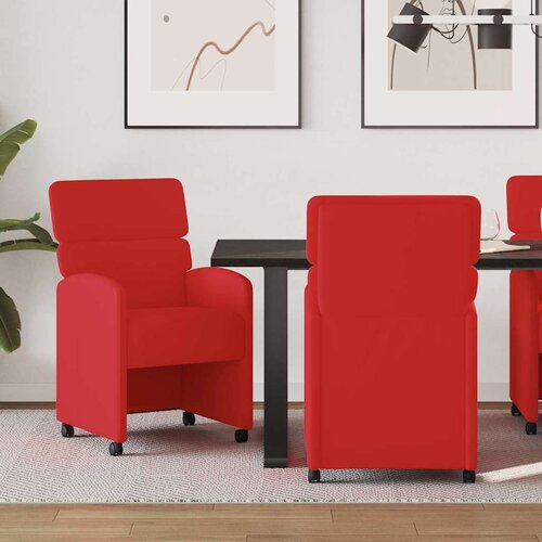 vidaXL jedilni stoli s kolesi 2 pcs rdeča 58 x 65 x 98 cm umetna koža Cene