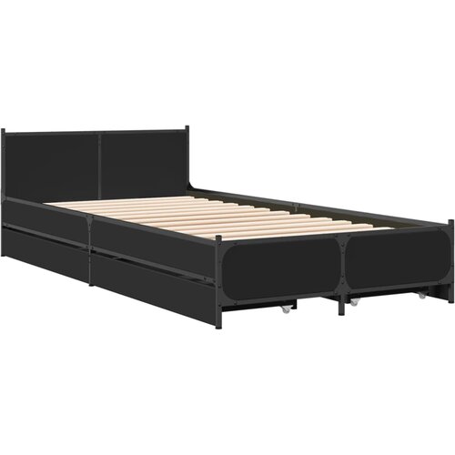 vidaXL Okvir kreveta s ladicama crni 75 x 190 cm konstruirano drvo Cene