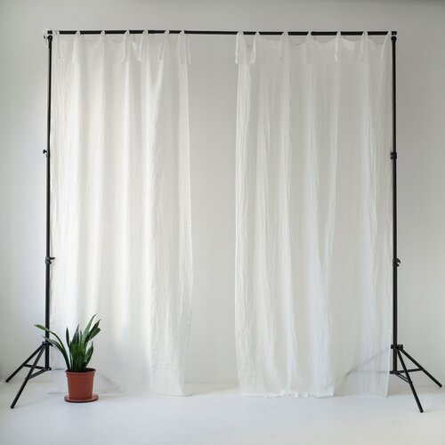 Linen Tales Bela lanena lahka zavesa z zankami Daytime, 250 x 130 cm Slike