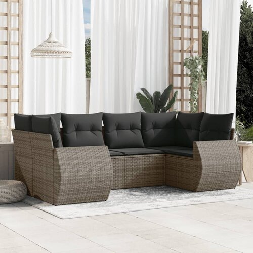 vidaXL 6-dijelni set vrtnih sofa od poliratana s jastucima sivi Cijene