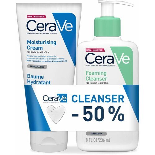 CeraVe hidratantna krema 177ml + 50% popusta na penušavi gel za čišćenje 236ml Slike