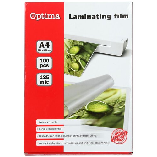 Optima žepki A4 za plastificiranje (216 x 303 mm), 125 mic, 100 kosov Slike