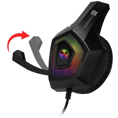 Connect IT CHP-5600-BK - LED RGB gejmerske žičane slu&amp;scaron;alice sa mikrofonom, crne Slike