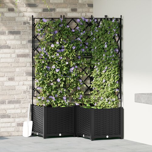 VidaXL Vrtna zasaditev s re&amp;scaron;etko 3 kosa Črna 80x80x143 cm, (22010913) Slike