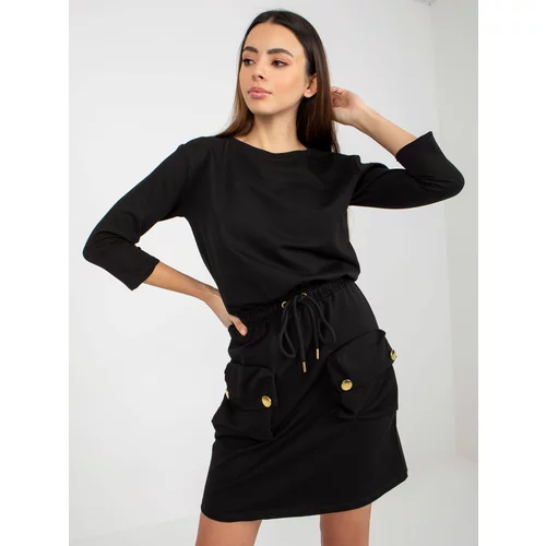 Fashion Hunters Black mini sweatshirt dress with hem by OCH BELLA