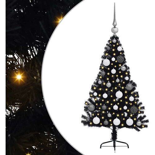 VidaXL Umjetno predsvijetljeno božićno drvce Crna 120 cm PVC Slike