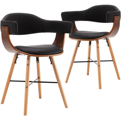  Blagovaonske stolice od umjetne kože i drva 2 kom crne