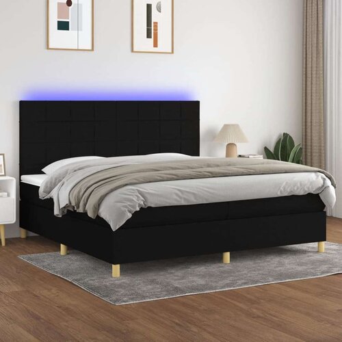  Box spring postelja z vzmetnico LED črna 200x200 cm blago, (20761253) Slike