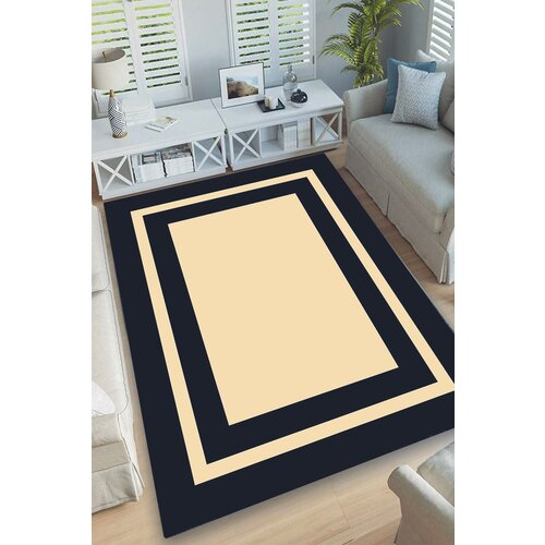  Black frame multicolor hall carpet (80 x 150) Cene