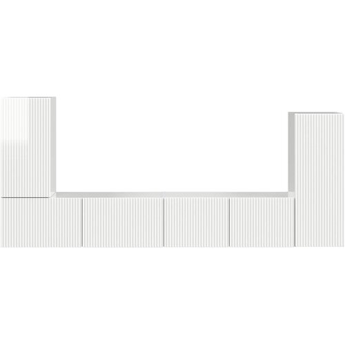  Set TV komoda 4 pcs Visoki sjaj bijela Konstruirano drvo Slike