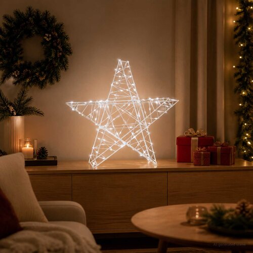  3D božićna zvijezda 120 LED lampica Hladno bijela Slike