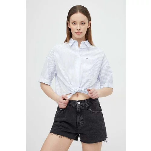 Tommy Jeans Pamučna košulja za žene, relaxed, s klasičnim ovratnikom