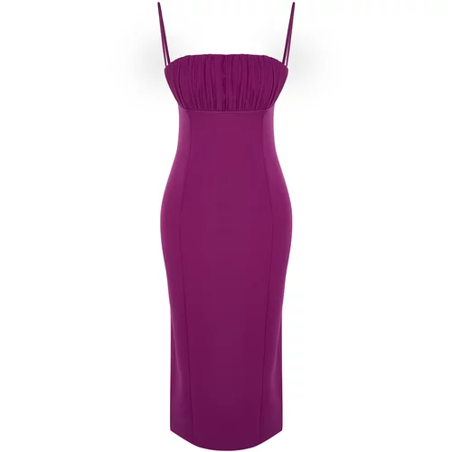 Trendyol Purple Fitted Lined Woven Evening Dress