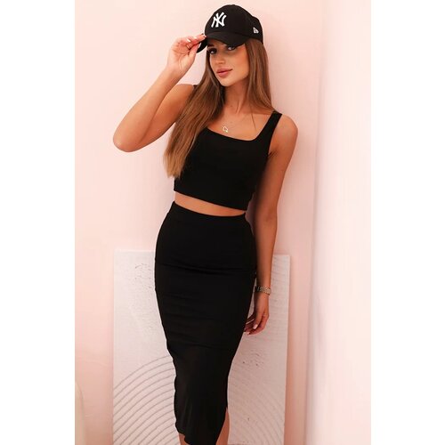 Kesi Włoski Women&amp;#039;s top and ribbed skirt set black Slike