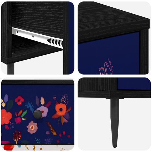  Noćni ormar MAINZ Crni hrast 36 x 33 x 61 cm Konstruirano drvo Slike