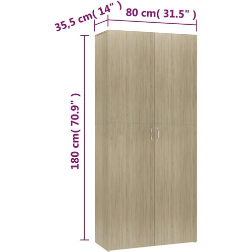  za cipele boja hrasta 80x35,5x180 cm konstruirano drvo Slike