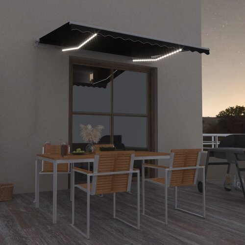 vidaXL Ročno zložljiva tenda LED 350x250 cm antracitna Cene