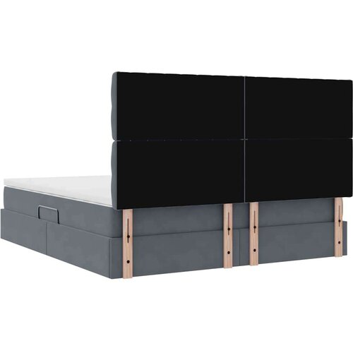  Krevet s prostorom za pohranu s LED-om Tamno siva 180 x 200 cm Slike