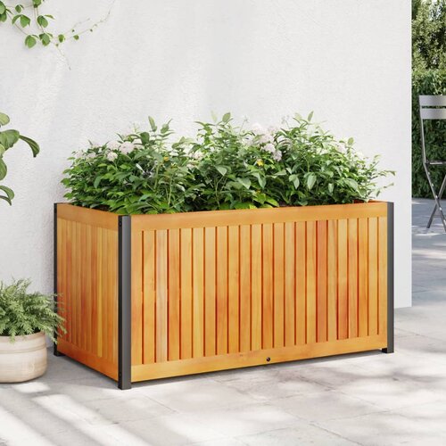 VidaXL Vrtno cvetlično korito 85x45x44 cm trden akacijev les in jeklo Slike