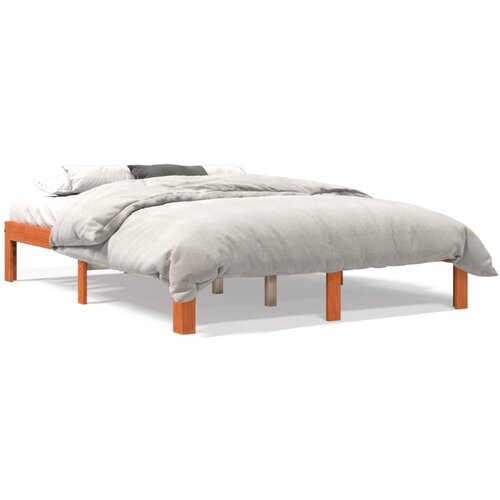 VidaXL Posteljni okvir vo&amp;scaron;čeno rjav 120x190 cm trdna borovina Slike