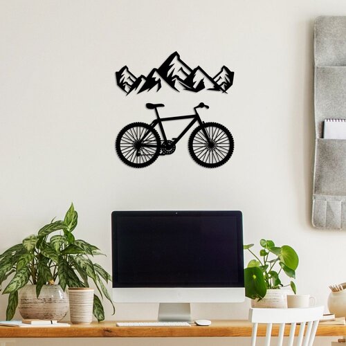 Wallity Zidna dekoracija Mountain And Bicycle - M, 50 x 27 cm, Crna Cene