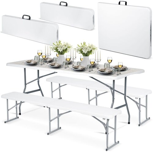  Sklopivi stol + 2 klupe, set za catering 180 cm Cene