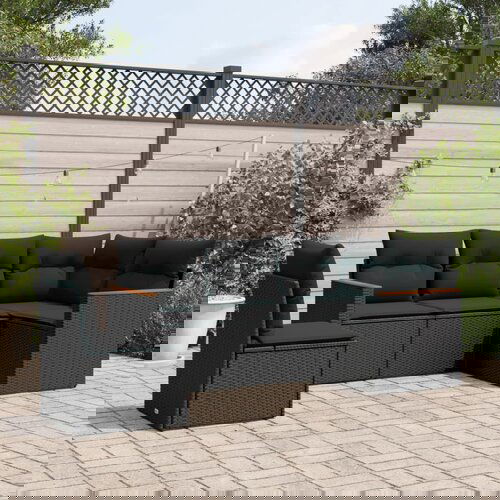  The Living Store Vrtna sedežna garnitura 5-delna z blazinami črn poli ratan - Vrtna Sedežna Garniture, (21478955) Cene