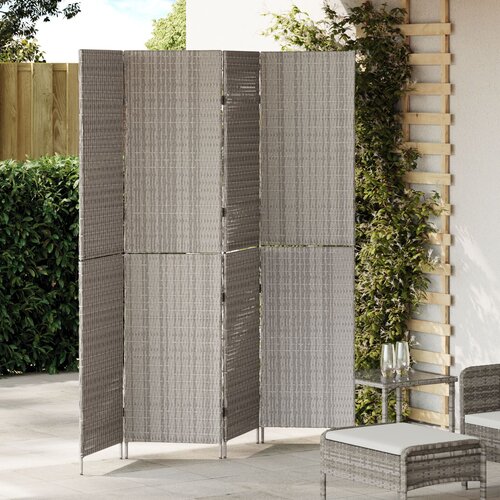 vidaXL Pregrada 4 Panoa Sklopiva Siva 195x180 cm Poli Ratan Cijene