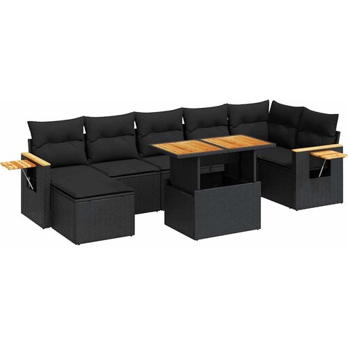  8-dijelni set vrtnih sofa od poliratana s jastucima crni bagrem Slike