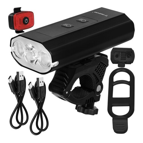  Kolesarski komplet luči &ndash; sprednja LED 1300 lm + zadnja luč, + powerbank funkcija, IP65 Cene