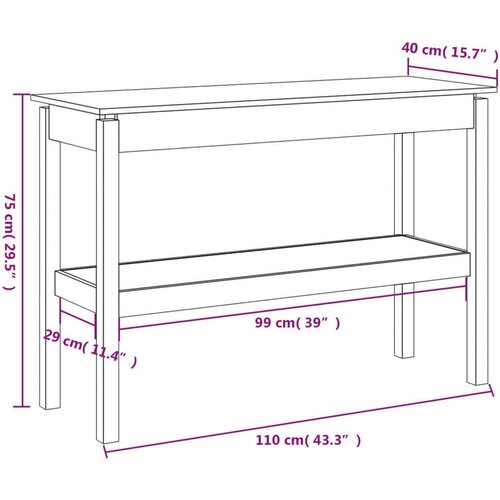  Konzolni stol 110 x 40 x 75 cm od masivne borovine Slike