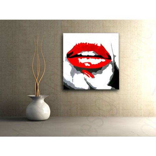  Ručno slikane slike na platnu na platnu POP Art RED LIPS 1-dijelna () Slike