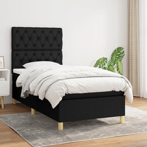 Box spring krevet s madracem crni 80 x 200 cm od tkanine Cijene
