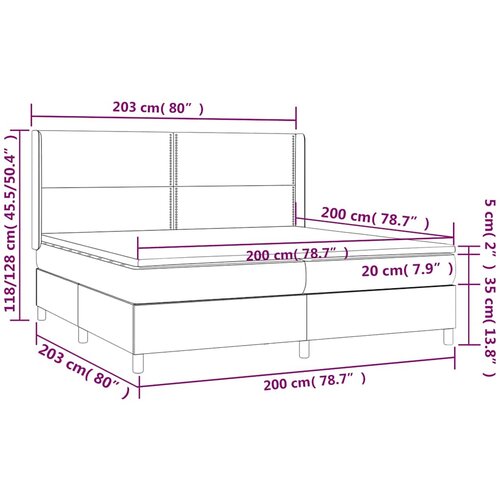  Krevet s oprugama i madracem smeđesivi 200x200 cm od tkanine Slike