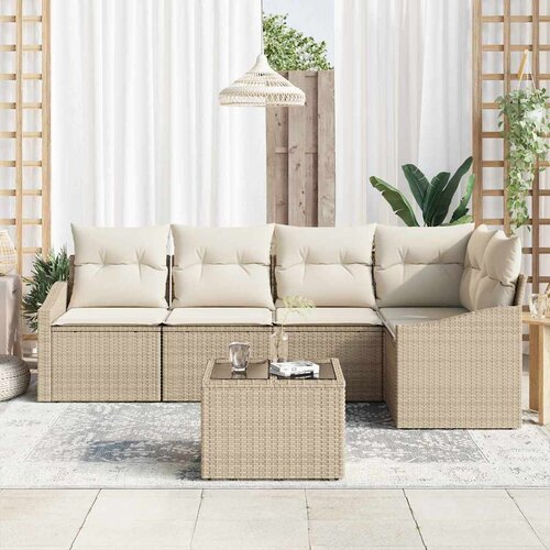  Set sofe 6 kom. Bež poliratan 233,5 x 123,5 x 85 cm Slike