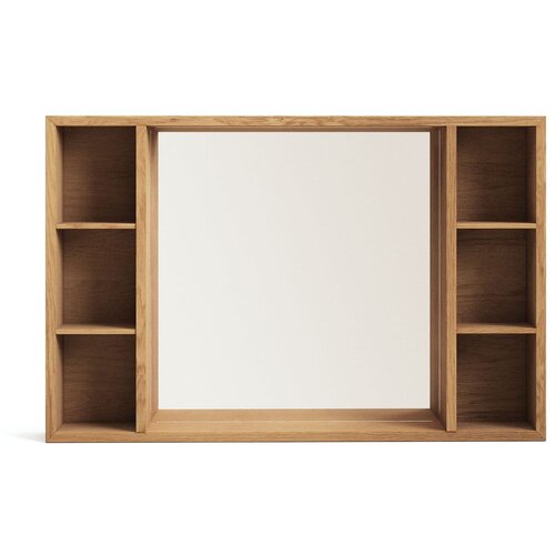 Kave Home Zidni/s ogledalom kupaonski ormarić od masivne tikovine u prirodnoj boji 100x65 cm Parana &amp;ndash; Slike