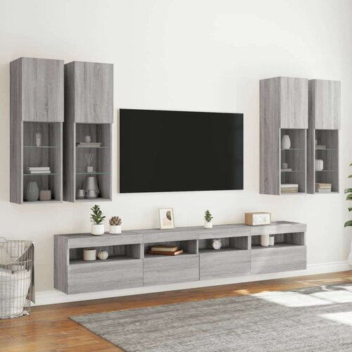  7-dijelni set zidnih TV ormarića LED boja hrasta sonome Slike