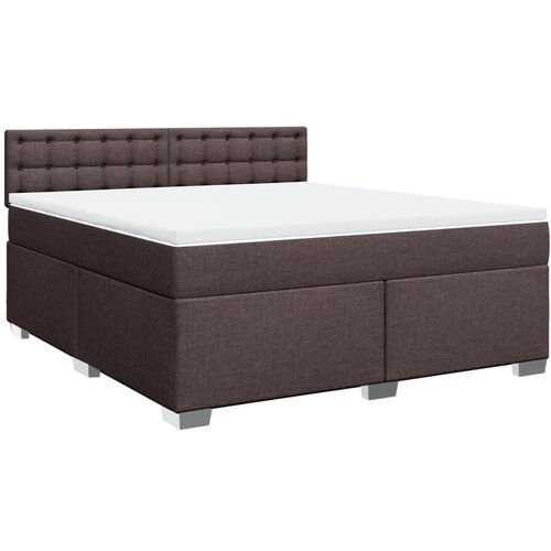 vidaXL Box spring postelja z vzmetnico temno rjava 180x200 cm blago, (21309294) Cene