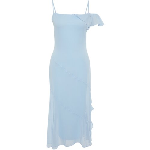 Trendyol Light Blue Flounced Chiffon Stylish Evening Dress Slike