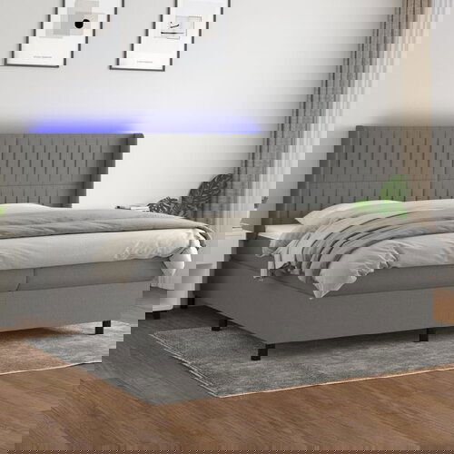 The Living Store Box spring postelja z vzmetnico LED temno siva 200x200 cm blago - Box Spring Postelja, (21516107) Slike