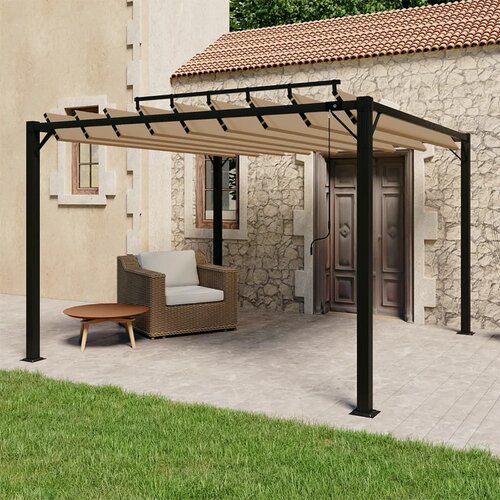 vidaXL paviljon z rešetkasto streho 3x3 m taupe blago in aluminij Cene
